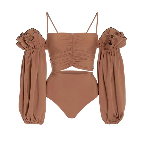 WOMEN'S NATALEY PUFF-SLEEVE BIKINI IN NEUTRAL - Picture 4 of 4